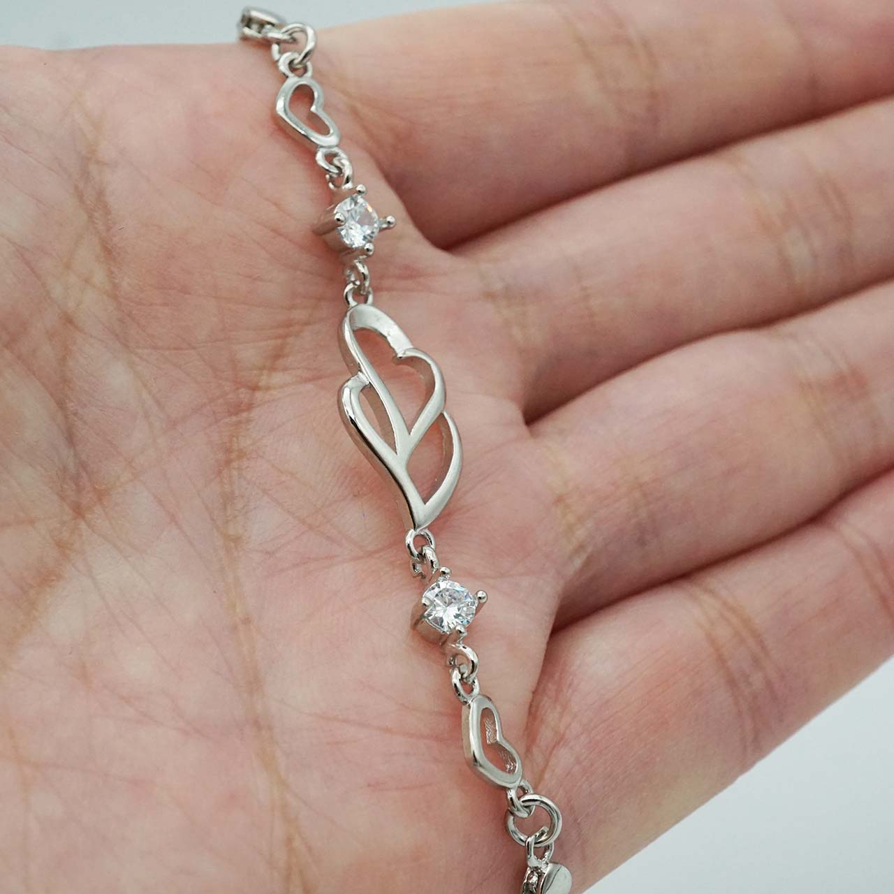 ハートのブレスレット キュービックジルコニア