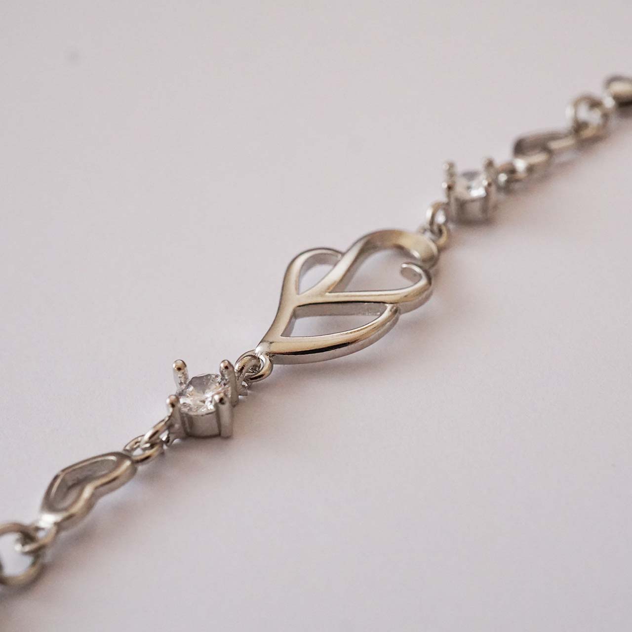 ハートのブレスレット キュービックジルコニア