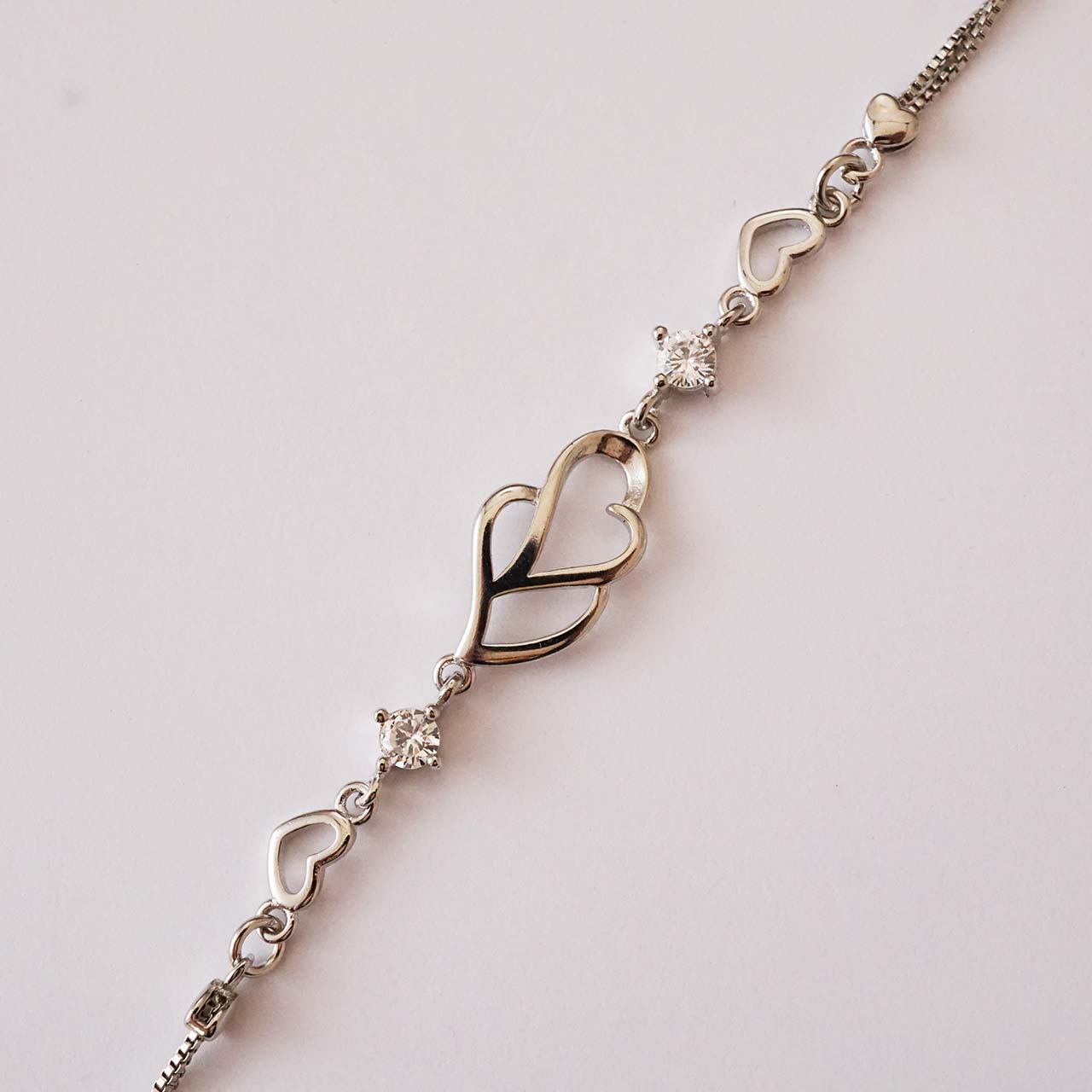 ハートのブレスレット キュービックジルコニア