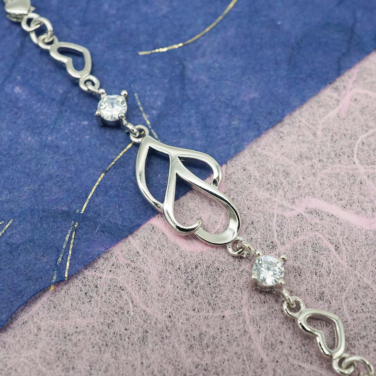 ハートのブレスレット キュービックジルコニア