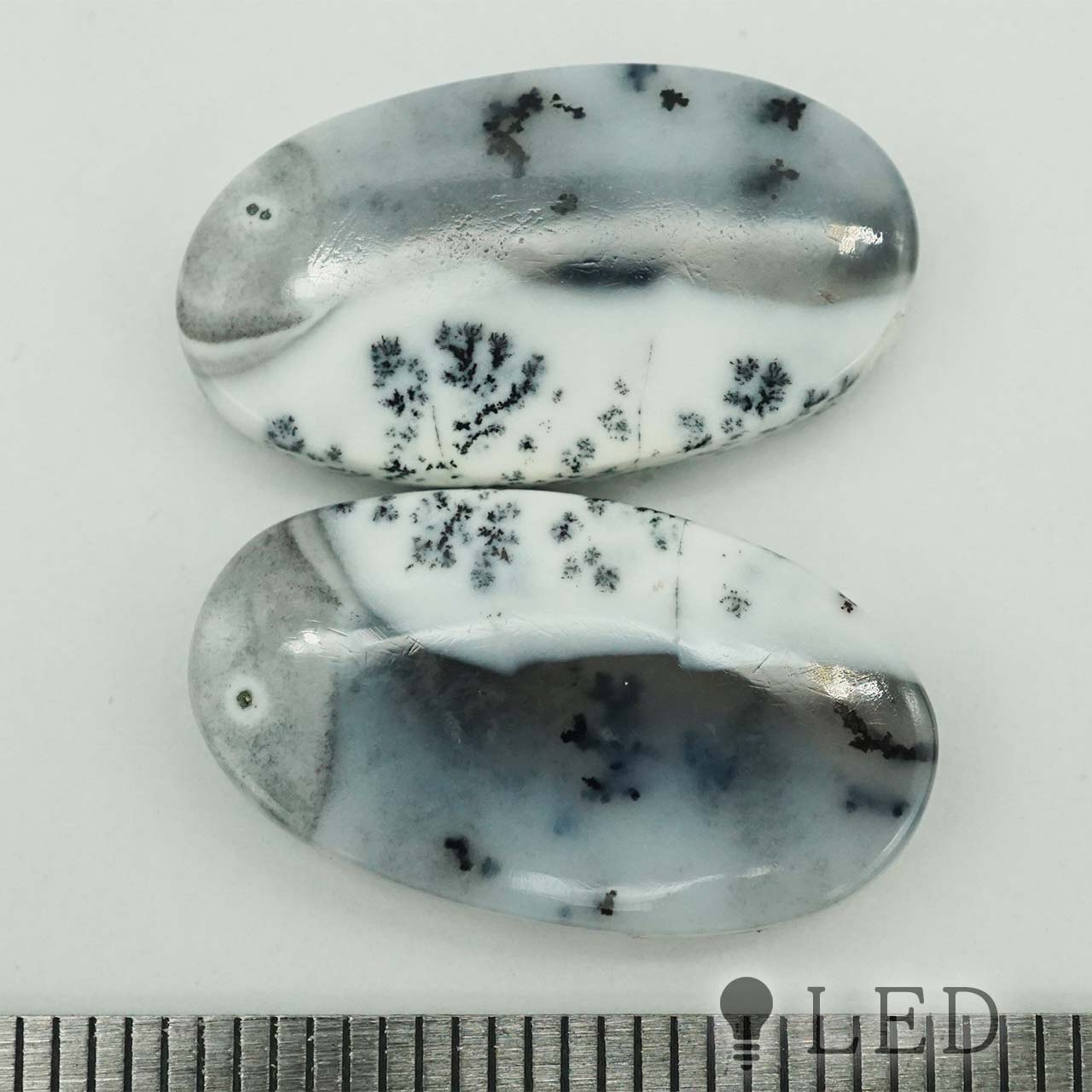 デンドライトオパール オーバル 11×20mm 2個セット