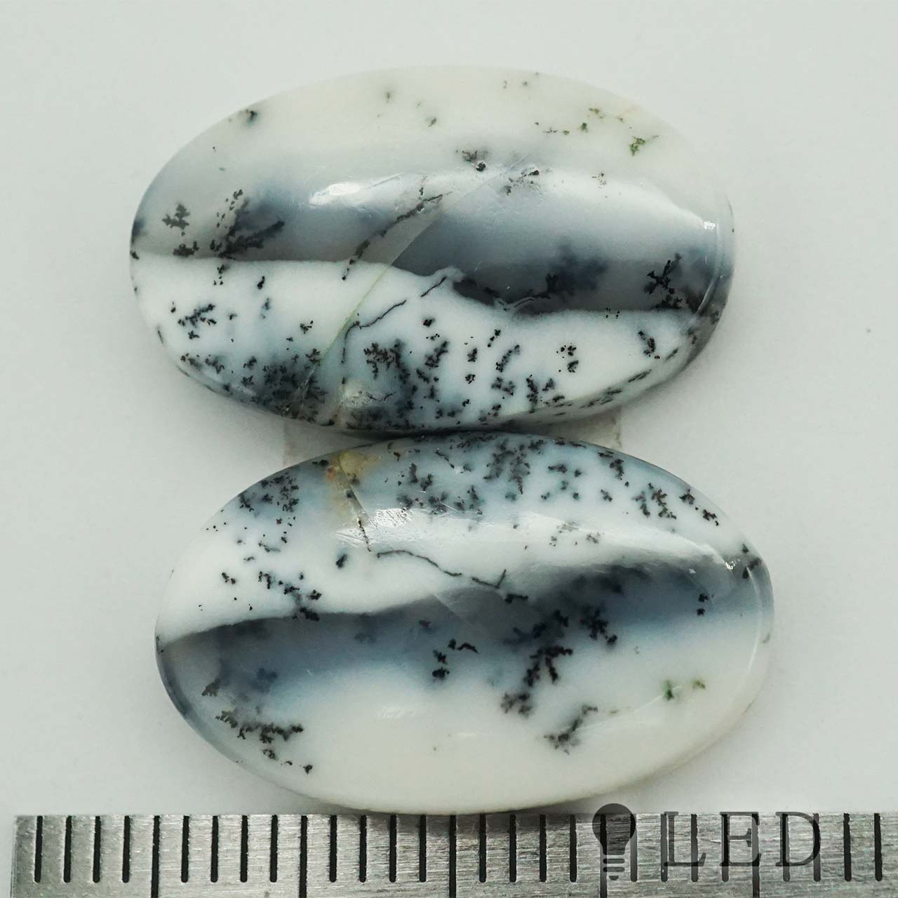 デンドライトオパール オーバル 12×20mm 2個セット