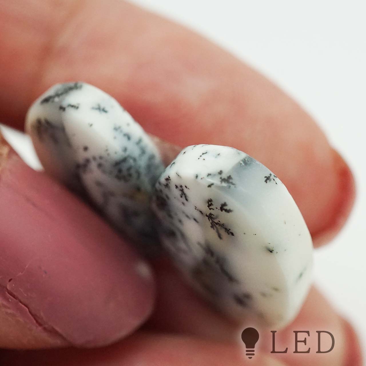 デンドライトオパール オーバル 12×20mm 2個セット