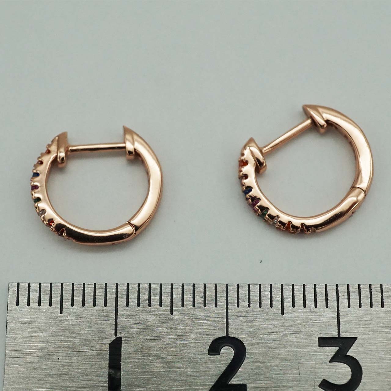 czマルチカラーフープピアス 925スターリングシルバー ピンクゴールドプレート