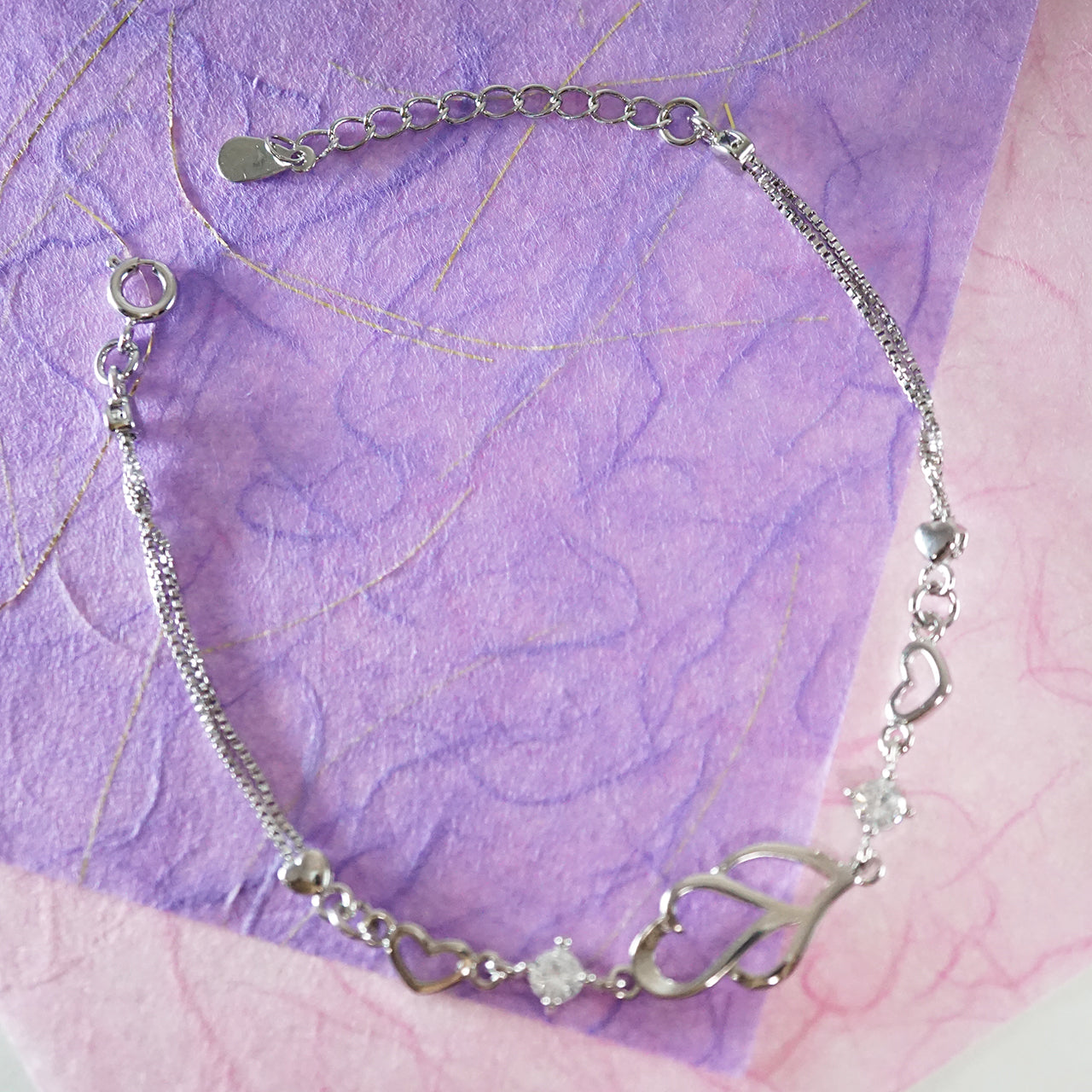 ハートのブレスレット キュービックジルコニア