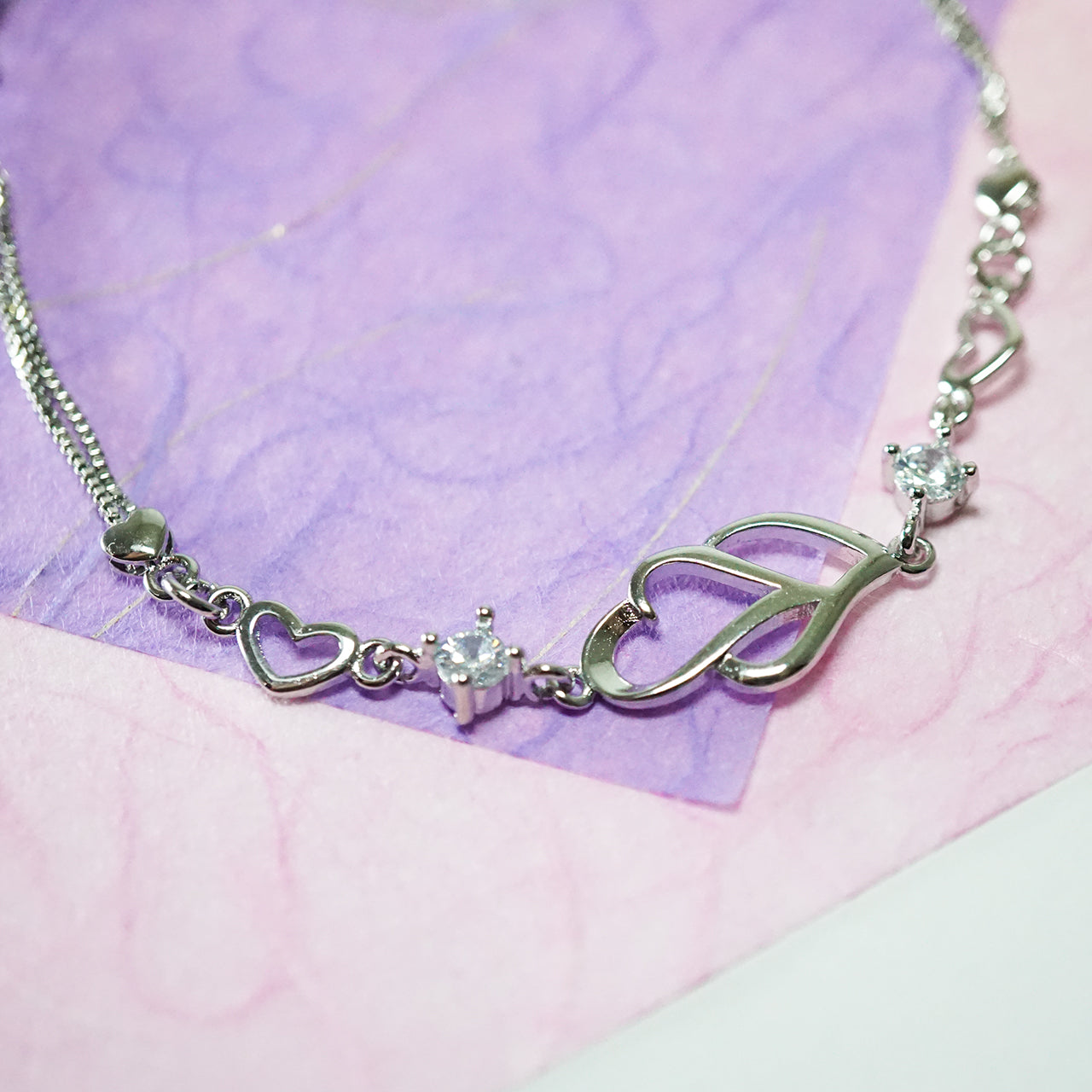 ハートのブレスレット キュービックジルコニア