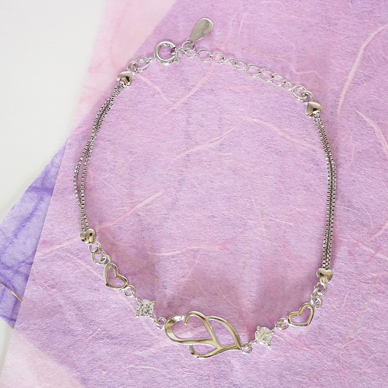 ハートのブレスレット キュービックジルコニア