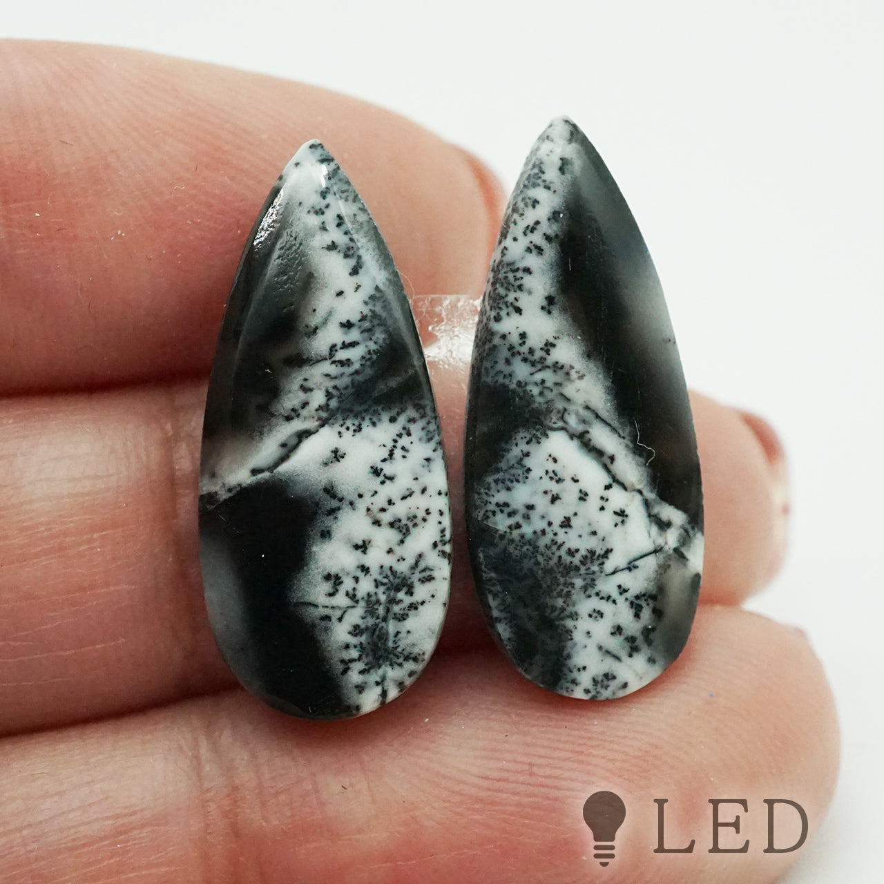デンドライトオパール ペアシェイプ 10×24mm 2個セット