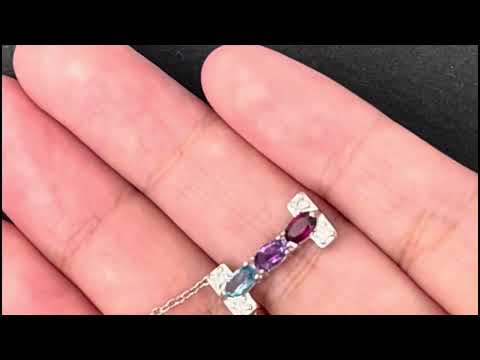 三連ガーネット トパーズ・アメジスト・ガーネット三連 ペンダント 925